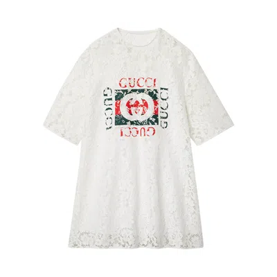 Pre-owned Gucci Printed Floral Lace Top 'off White' | Women's Size 42