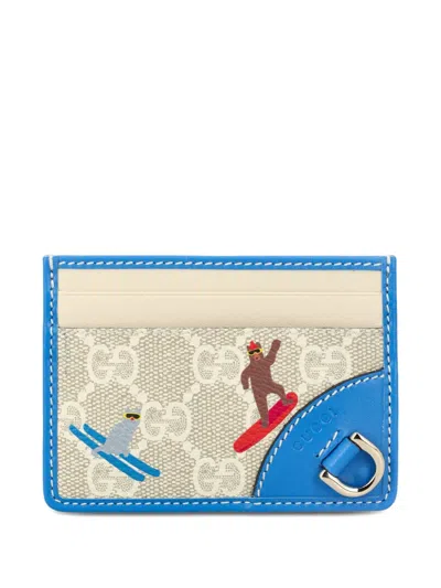 Gucci Printed Gg Card Holder In Neutral