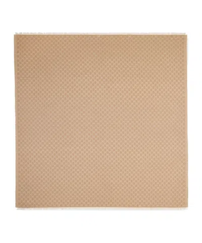 Gucci Printed Gg Cotton Wool Lamé Shawl In Nude