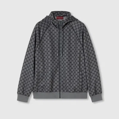 Gucci Monogrammed Zip-up Jacket In Grey