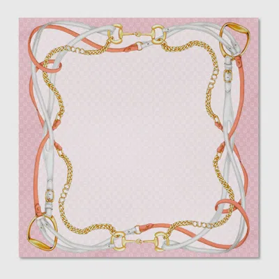 Gucci Printed Gg Silk Jacquard Carré