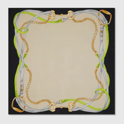 Gucci Printed Gg Silk Jacquard Carré