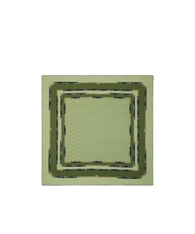 Gucci Printed Gg Silk Jacquard Carré In Green