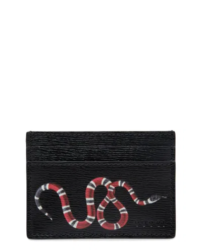 Gucci Printed Gg Supreme Leather Cardholder In Black