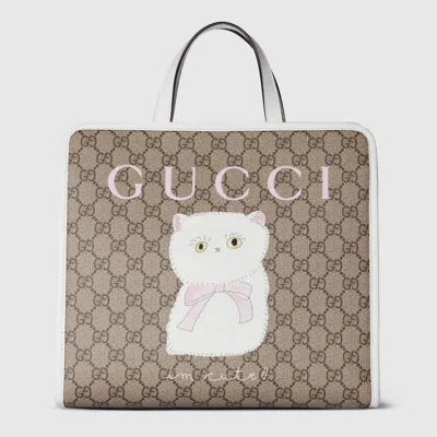 Gucci Kids' Printed Gg Tote Bag In Beige