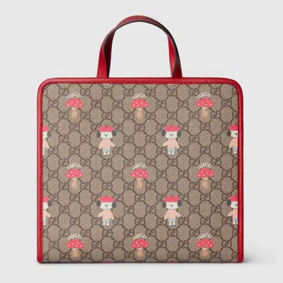 Gucci Kids' Printed Gg Tote Bag In Beige