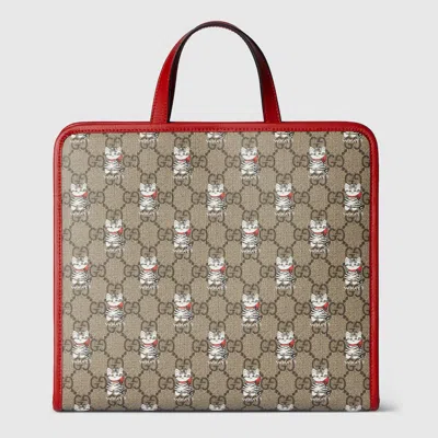 Gucci Kids' Printed Gg Tote Bag In Beige