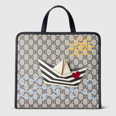 Gucci Kids' Printed Gg Tote Bag In Neutral