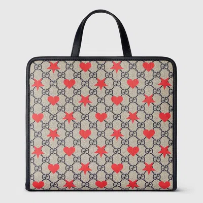 Gucci Kids' Printed Gg Tote Bag In Blue