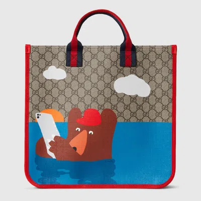 Gucci Printed Gg Tote Bag In Sand