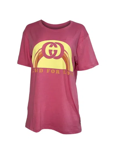 Pre-owned Gucci Printed Graphic-print T-shirt In Pink