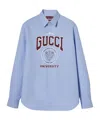 Gucci Printed Heavy Cotton Poplin Shirt In Blue