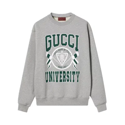 Pre-owned Gucci Printed Jersey Sweatshirt 'grey Melange' In Gray