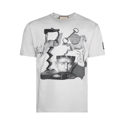Pre-owned Gucci Printed Jersey T-shirt 'grey'