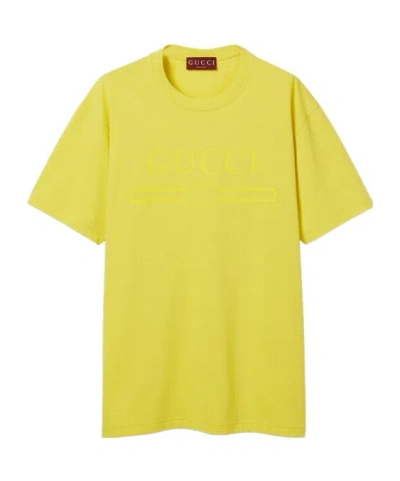 Gucci Printed Jersey T-shirt In Yellow
