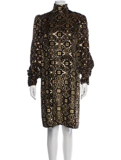 Pre-owned Gucci Printed Knee-length Dress In Gold
