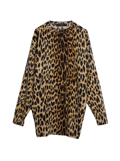 Gucci Printed Knit Cashmere Dress In Animal Print