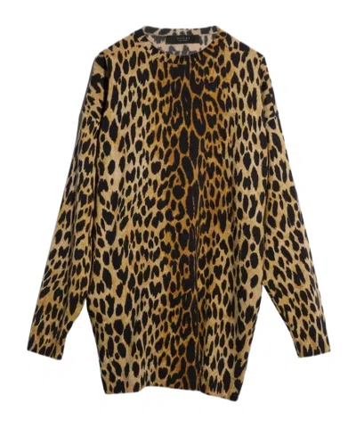 Gucci Printed Knit Cashmere Dress In Brown