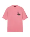 Gucci Men Pink Crewneck T-shirt With Surf Print And Logo On The Front In Cotton Man In Multi