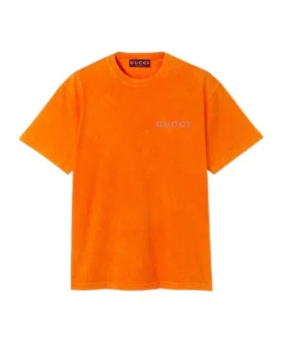 Gucci Washed Orange Cotton T-shirt With Logo Men