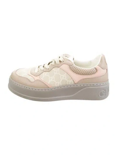 Pre-owned Gucci Printed Leather Trim Embellishment Sneakers In Neutral