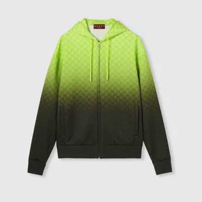 Gucci Printed Light Neoprene Zip Jacket In Green