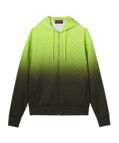 Gucci Printed Light Neoprene Zip Jacket In Green