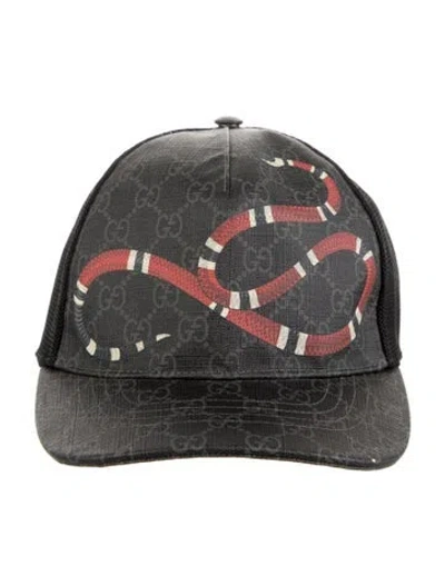 Pre-owned Gucci Printed Logo Baseball Cap In Black