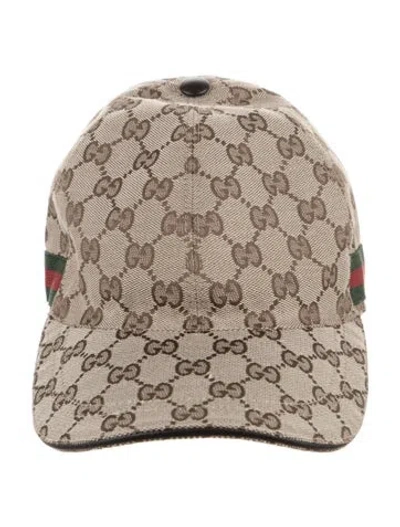 Pre-owned Gucci Printed Logo Baseball Cap In Brown