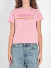 Gucci Printed Logo T-shirt In Pink
