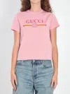 Gucci Printed Logo T-shirt In Pink