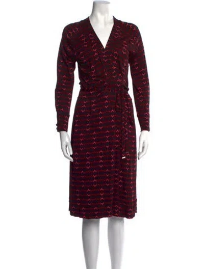 Pre-owned Gucci Printed Midi Length Dress In Black/pink