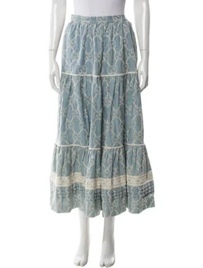 Pre-owned Gucci Printed Midi Length Skirt In Blue