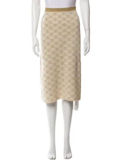 Pre-owned Gucci Printed Midi Length Skirt In Gold