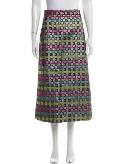 Pre-owned Gucci Printed Midi Length Skirt W/ Tags In Silver