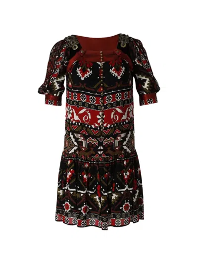Pre-owned Gucci Printed Mini Dress In Black