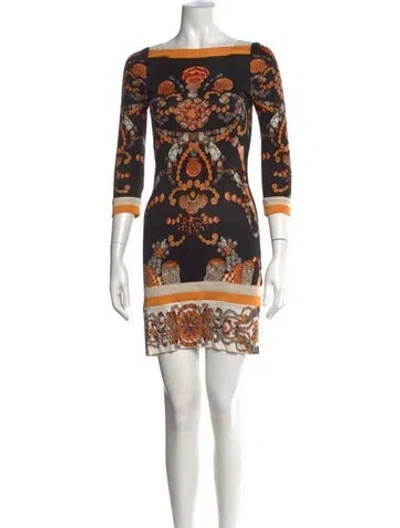 Pre-owned Gucci Printed Mini Dress In Black