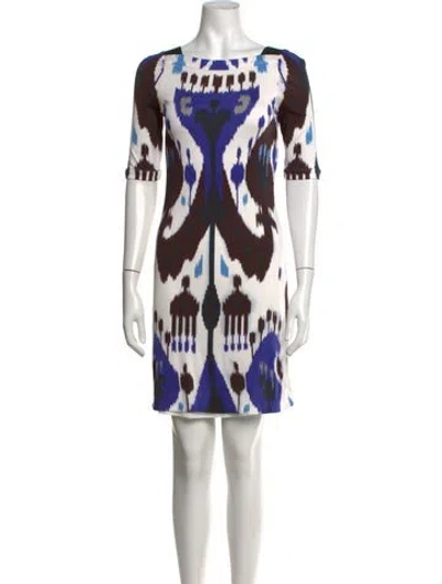 Pre-owned Gucci Printed Mini Dress In Blue/white