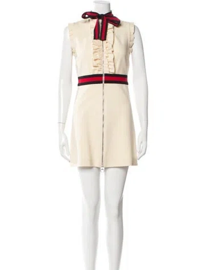 Pre-owned Gucci Printed Mini Dress In Neutrals