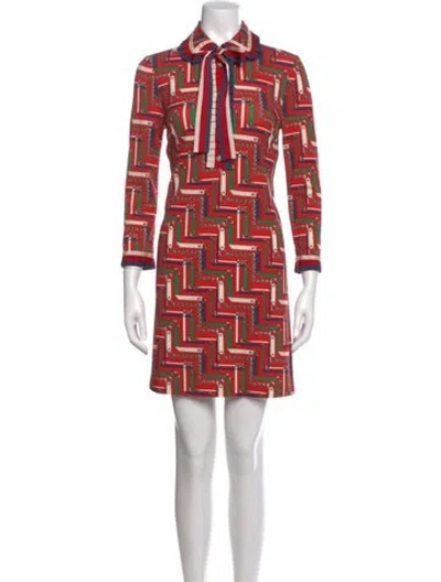 Pre-owned Gucci Printed Mini Dress In Red