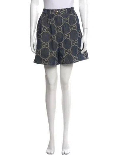 Pre-owned Gucci Printed Mini Shorts In Blue