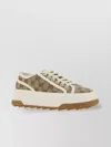 Gucci Printed Monogram Low-top Sneakers In Beige Ebony+myst.white
