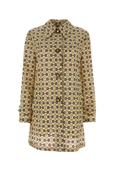 Gucci Single-breasted Horsebit-print Coat In Multi