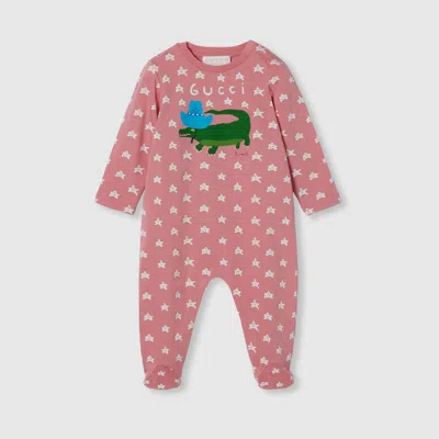 Gucci Babies' Printed One-piece In Pink