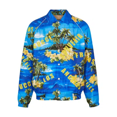 Gucci Printed Padded Shell Bomber Jacket In Blue