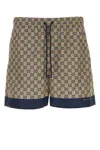 Gucci Printed Poplin Technology Swimming Shorts In Beige