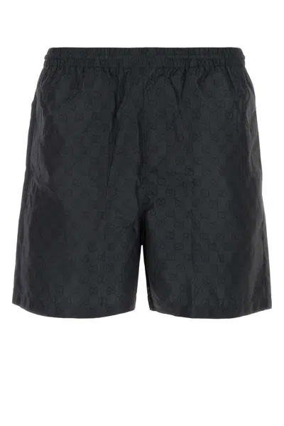 Gucci Printed Polyester Swimming Shorts In Black