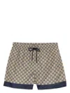 Gucci Printed Poplin Technology Swimming Shorts In Neutrals