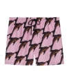Gucci Mens Pink Deep Brown Printed Technical Poplin Swim Shorts In Pink