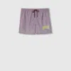Gucci Printed Poplin Tech Swim Shorts In Purple